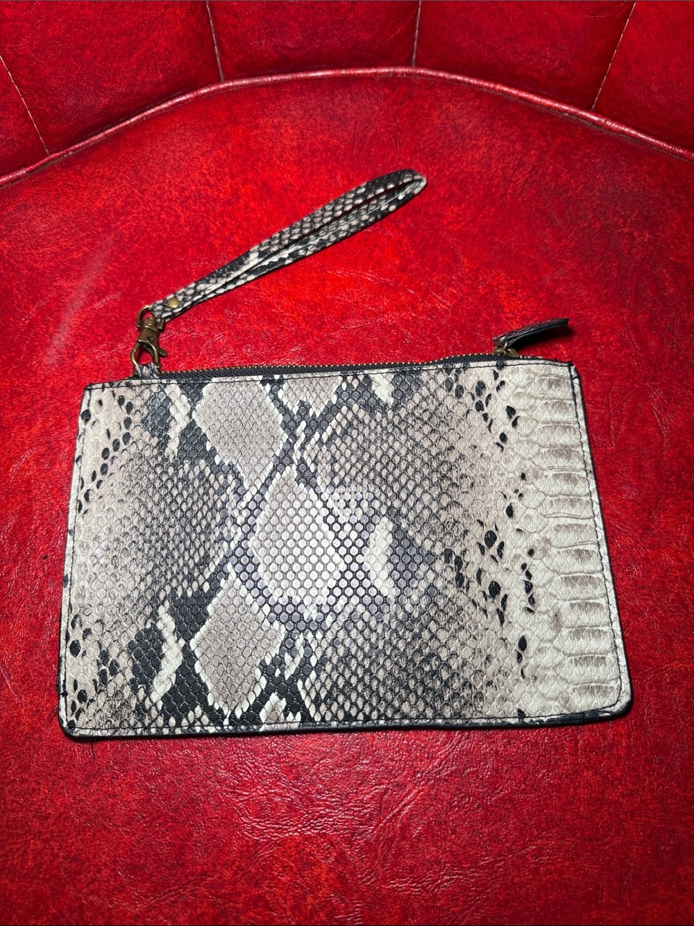GH Bass Faux Snakeskin Wristlet Neutral Python Print NWOT
